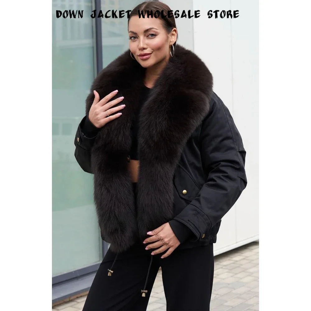 Down Jacket Women Real Fox Fur Collar Autumn 2025 Winter White Duck Down Coat Warm Puffer Jacket Female Waterproof  Feathers