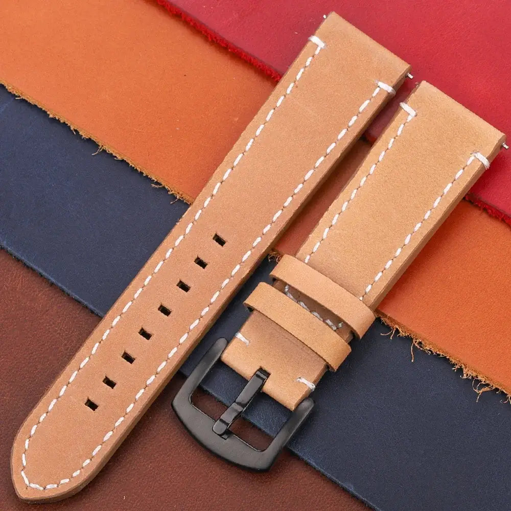 Huawei Watch & Watch GT Contrast-Stitched Leather Band, Square Holes