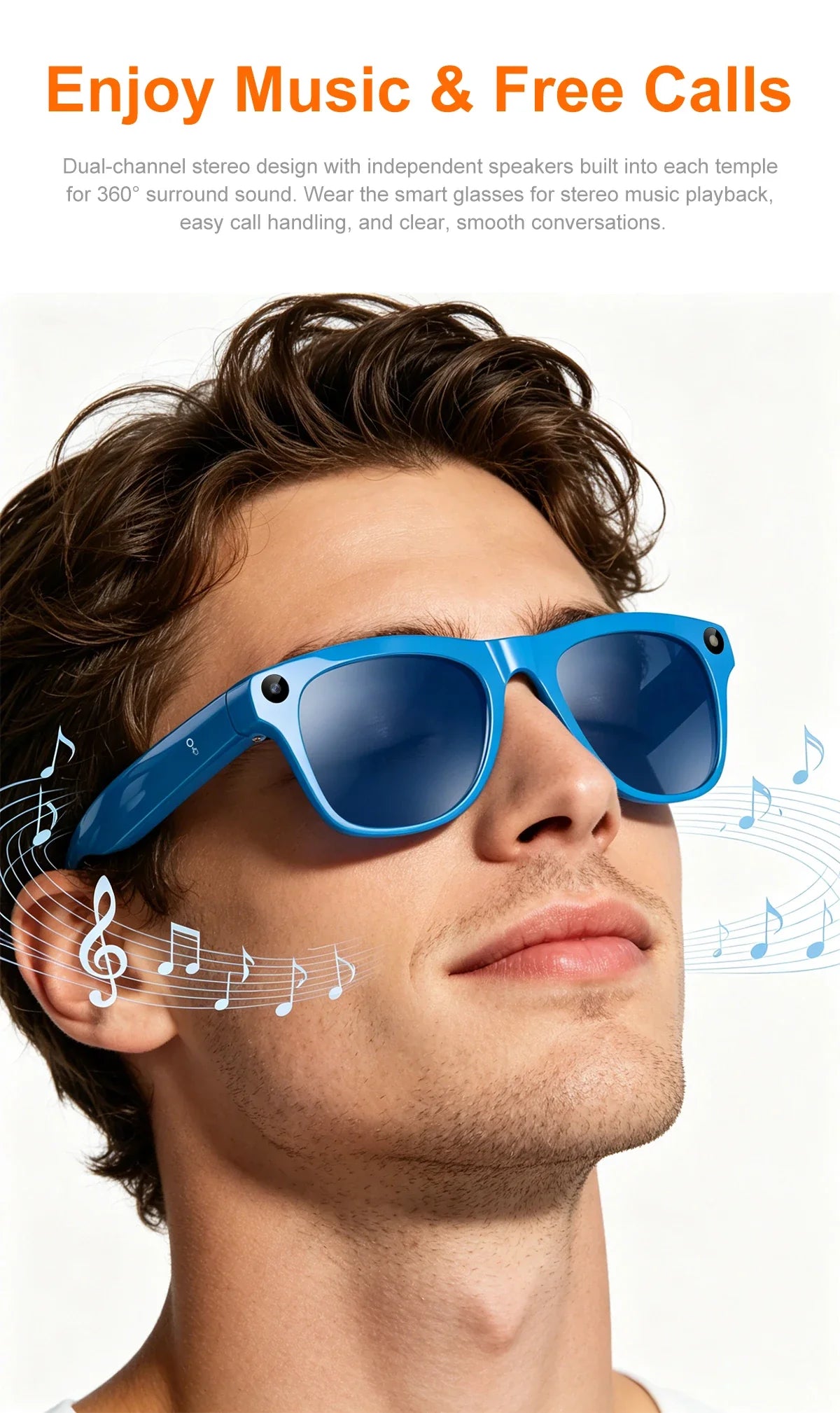 Lenovo Upgrade Smart AI Glasses 800W HD 8K Shooting Camera Photo Video Voice Call Translation Bluetooth AI Motorcycle Glasses