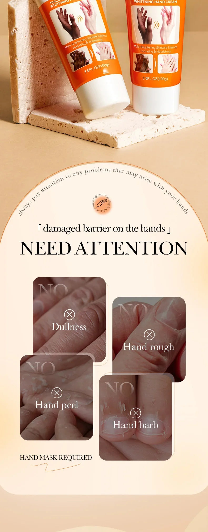 1/2/3pcs SADOER 100g Moisturizing Hand Cream Tender Nourish Non Greasy Brightening Hydrating Beauty Hands Travel Size Skin Care