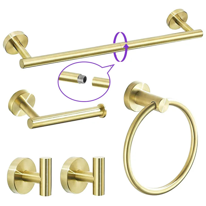 5-Piece Bath Hardware Set Brushed Finish Stainless Steel
