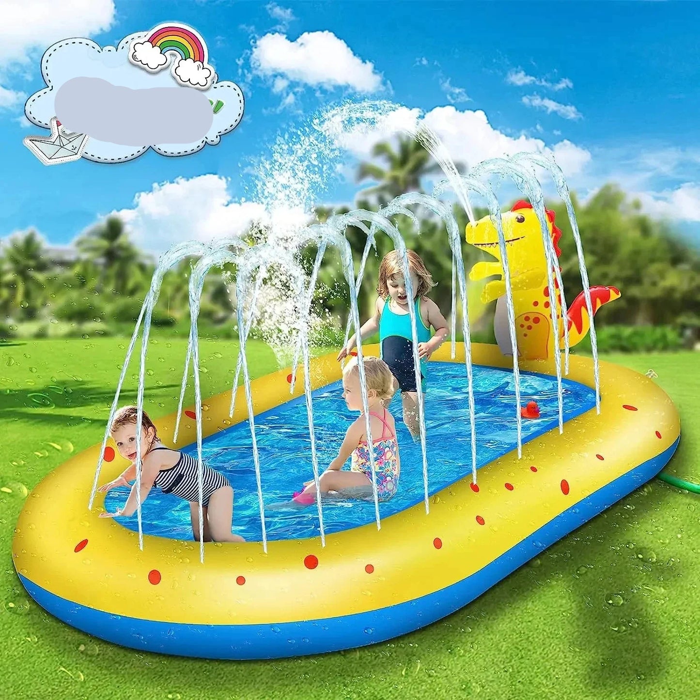 Cool Down and Play  Dinosaur Shaped Inflatable Pool for Kids