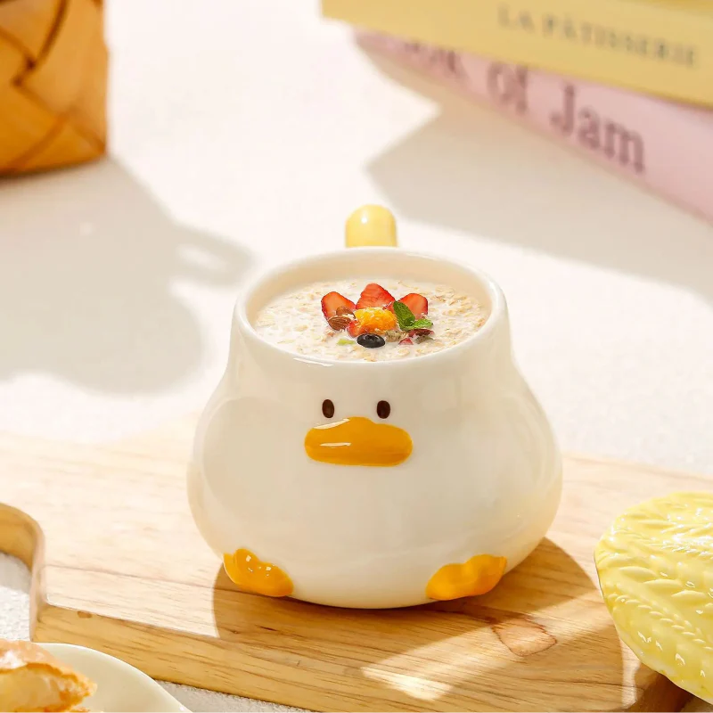 Taza de pato kawaii con tapa