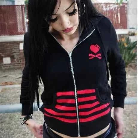 Y2K Gothic Oversized Zip-Up Hoodie