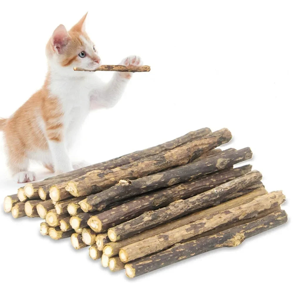 15pcs Natural Matatabi Cat Catnip Toy Kitten Molar Chew Stick Pet