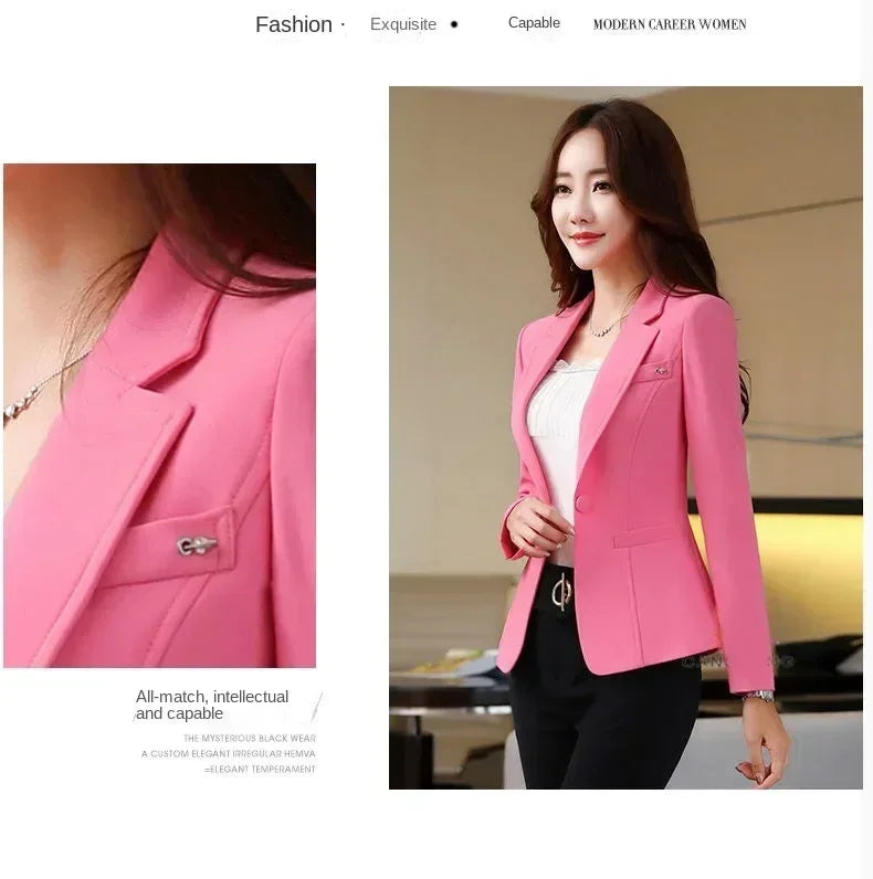 Chaqueta tipo blazer ajustada y entallada para mujer coreana, para primavera y otoño, estilo informal de oficina, traje de negocios para mujer, estilo moderno.