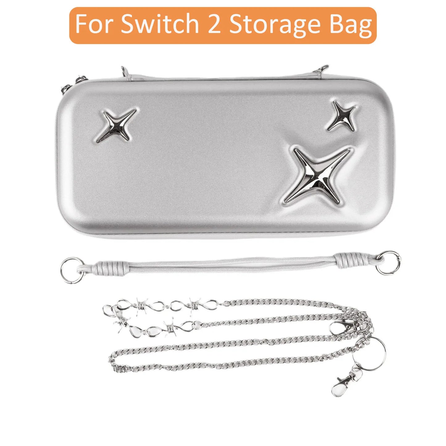 New Portable Carrying Case for Switch 2 Retro Silver Game Console Storage Bag Eva Hard Handbag Travel Bag Gaming Accessories