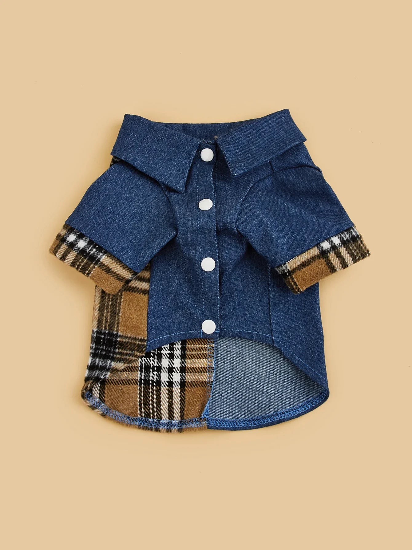Dog Cloth for Small Dogs Costume Jean Puppy with  Doggie Plaid Pet Clothes Soft Apparel Attire