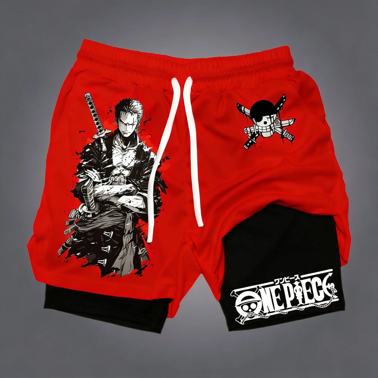 ONE PIECE Anime Roronoa Zoro Printed Sports Shorts 2026 Summer New Unisex Y2K Quick Drying Breathable 2-in-1 Beach Shorts