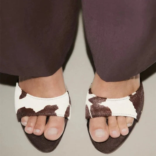 Summer Vintage Fashion Thin Low Heels Mules Slippers Women Design Female Sandals Slide Ladies Shoes Zapatos De Mujer