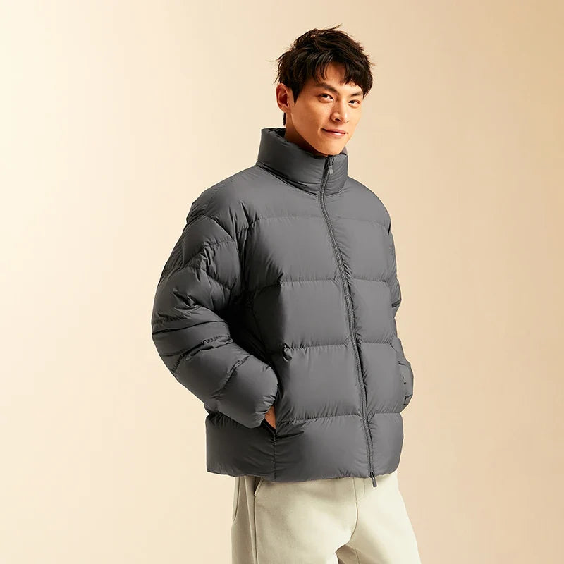 Semir Down Jacket Men Winter Three-proof Windproof Waterproof Stain Resistant Thick Stand Collar Puffer Coat Lightweight Warm