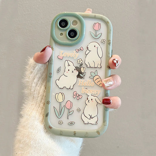 Funda de iPhone de conejitos de tulipán