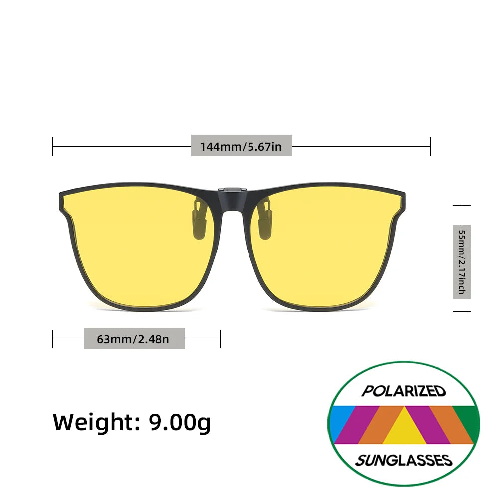 VIVIBEE Flip Up Clip On Night Vision Glasses Polarized Men Driving Yellow Sunglasses Women UV400 Fishing Universal Clips
