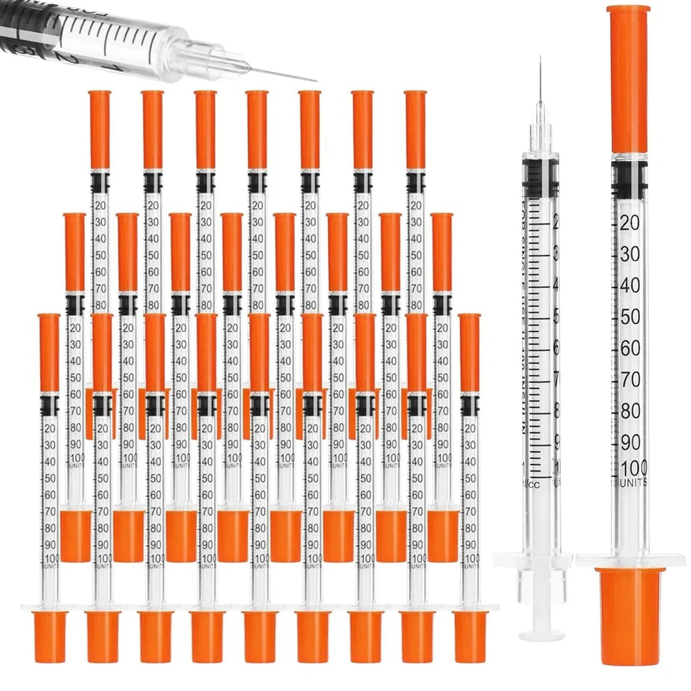 100pcs 1ml Sterile Insulin Syringe, Individually Wrapped Plastic