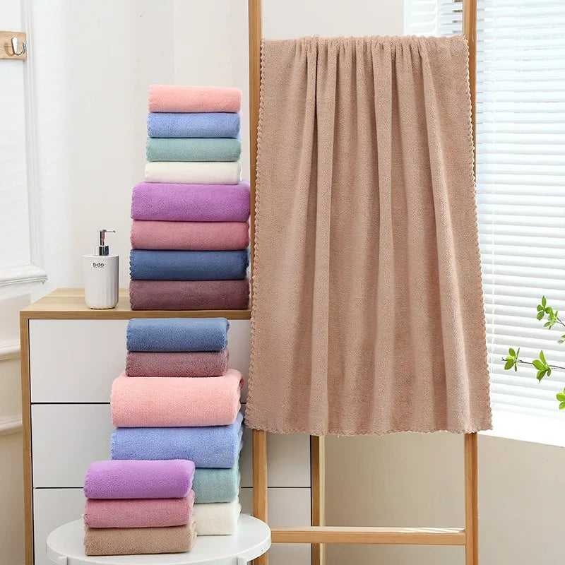 2PC Oversized Bath Towels Set Super Soft Highly Absorbent Quick-drying Coral Velvet Bath Towel For Adults Hotel & Spa Use