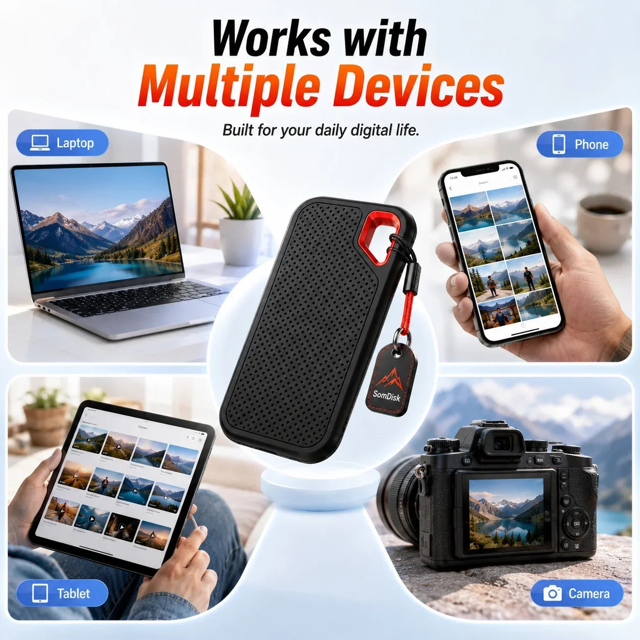 1TB Portable SSD Waterproof Shockproof for Desktop Computer Plug&play