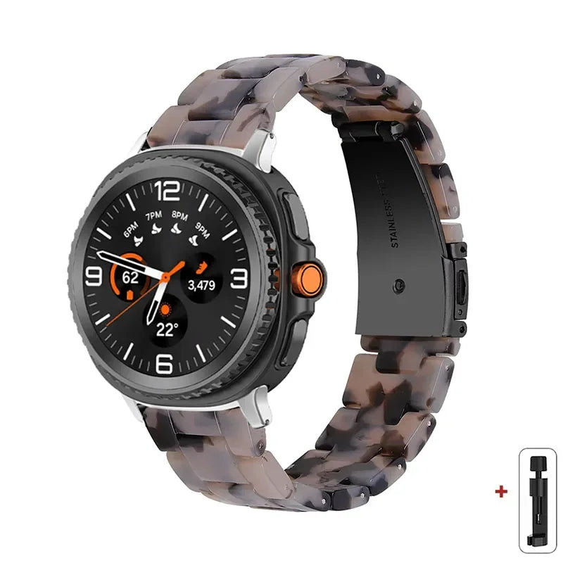 Samsung Galaxy Resin Link Watch Band - Tortoise Women Watch8/Watch8 Classic/Watch9 Ultra/Ultra2
