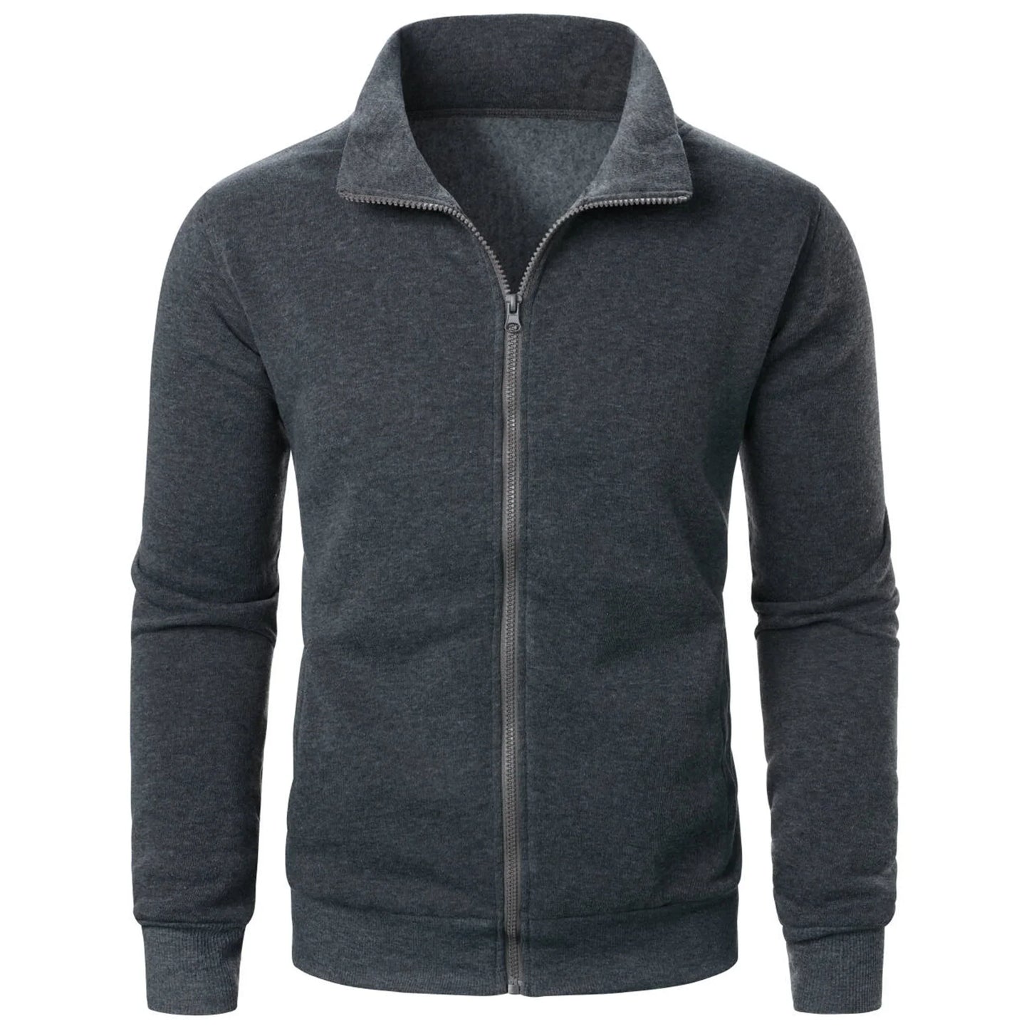 Men's casual sports zipper stand up collar jacket, men's solid color top