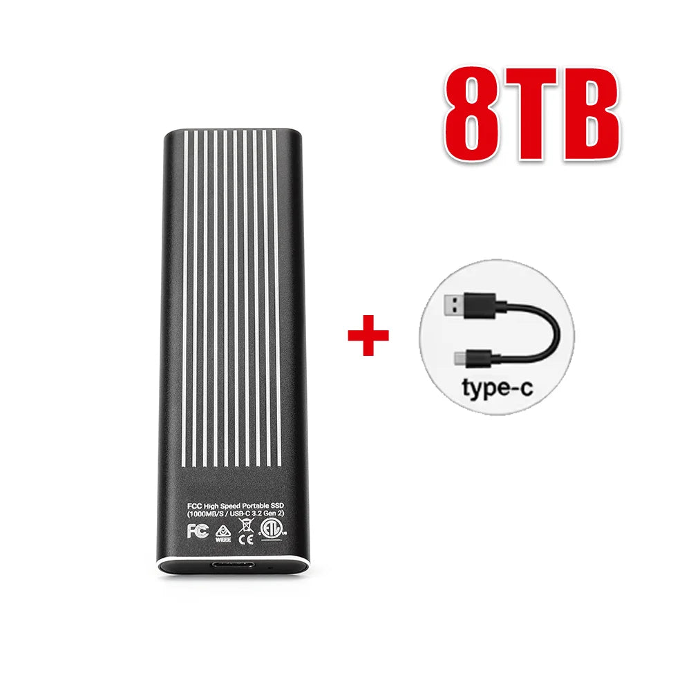 High Speed External Portable SSD 6TB 12TB Plug and Play Mobile Hard Drive Compatible with Windows IOS Android DevicesHigh Speed
