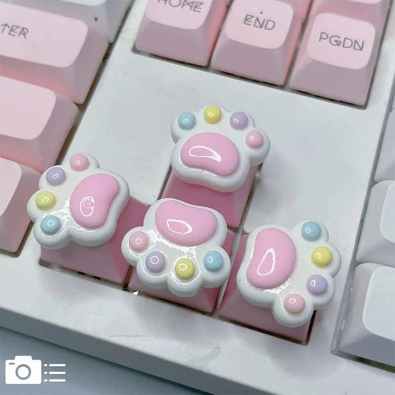 Teclas de teclado Rainbow Beans con diseño de pata de gato