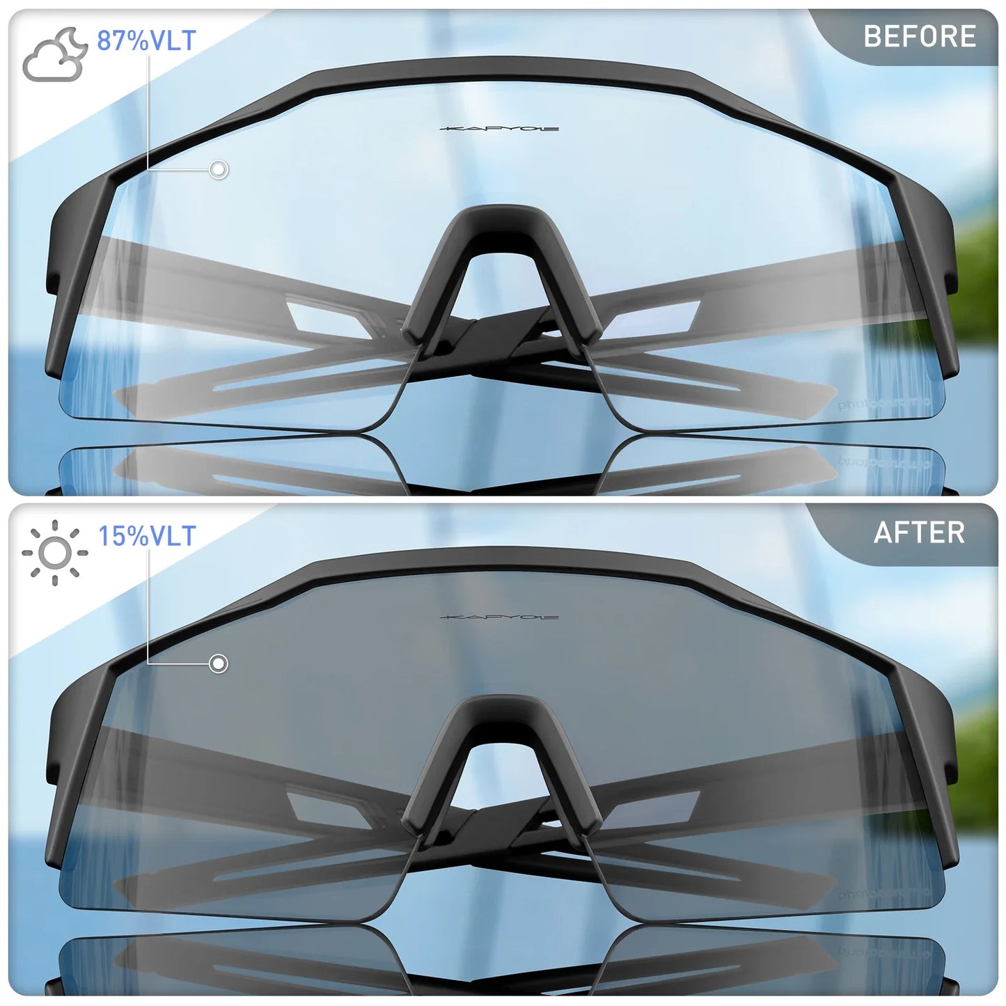 KAPVOE Photochromic Cycling Sunglasses Women Outdoor Sports Running UV400 Eyewear for Men Cycl Glasses Mountain Bicycle Goggles