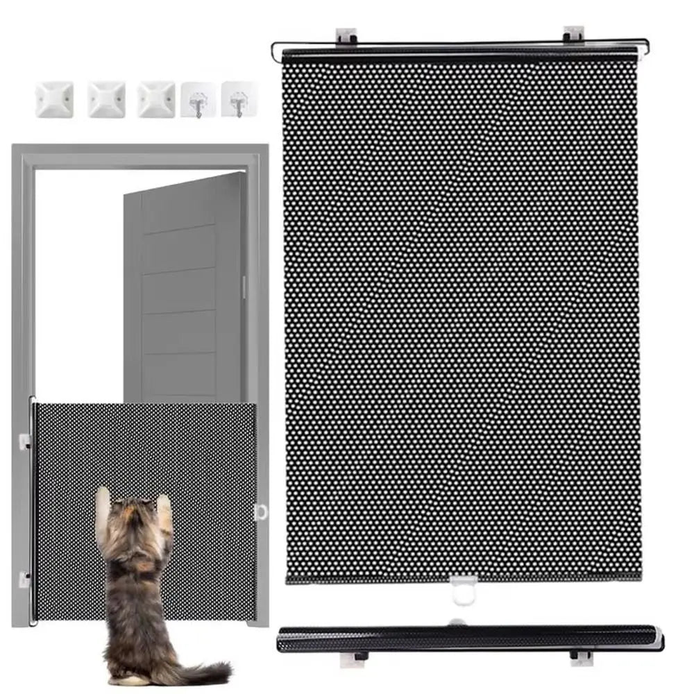 Retractable Pet Fence Barrier Folding with Universal Hooks Pet Safety Gate Easy Installation Pet Isolation Gate