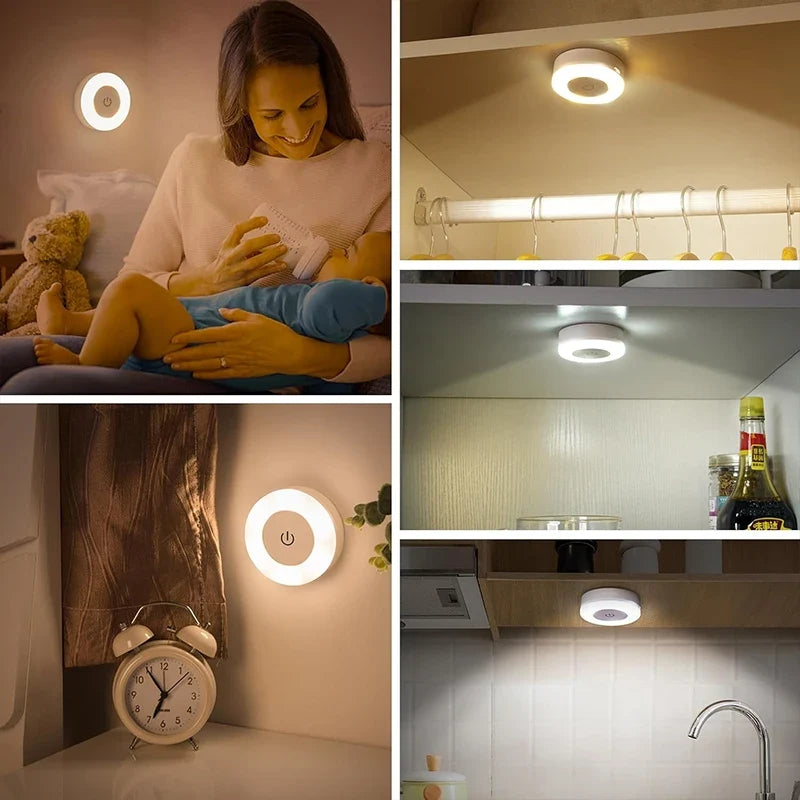 1-6pcs Energy Saving LED Night Lights Touch Sensor 3 Color Dimmable