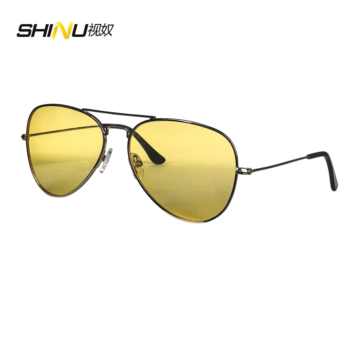 SHINU Anti Blue Light Lenses Glasses Men Orange Lens Glasses Blue Light Filter Better Sleep Rest Glasses Metal Frame Eyewear