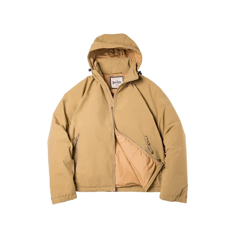 Maden Casual 90% White Duck Down Hooded Jacket Outdoor Windproof Warm Puffer Jacket Thickened Winter Coat for Men's Winter