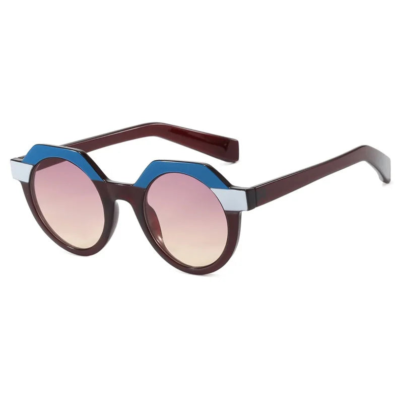 Ins Popular Fashion Round Women Punk Sunglasses Retro Rivets Men Trending Sun Glasses Gradient Shades UV400