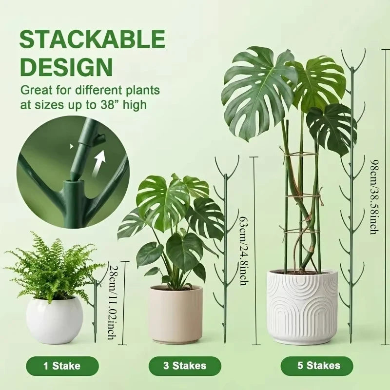 10pcs Monstera Plant Support Set Stackable Tall Poles with Ties