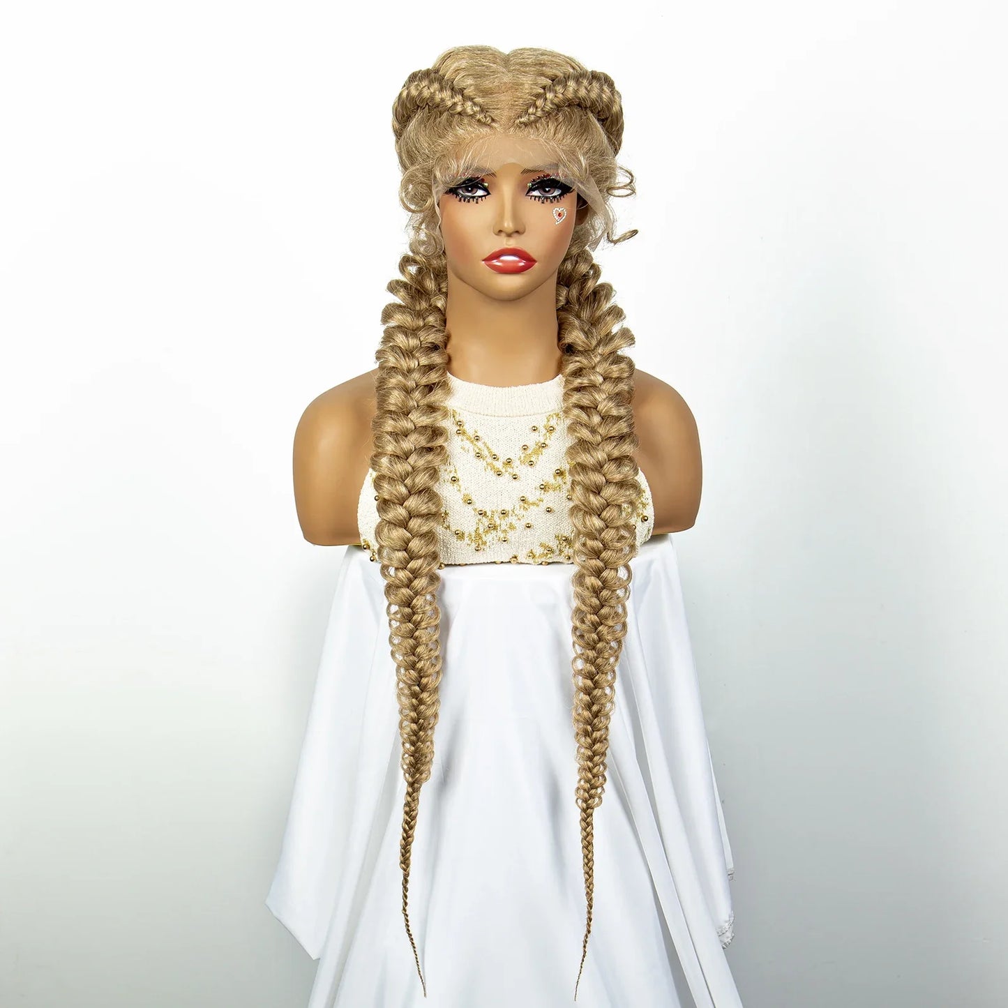 1B/30 Dark Brown Synthetic Lace Frontal Dutch Box Braided Wigs for Black Women Fishtail Braids Wigs with Baby Hair Cornrow Wigs