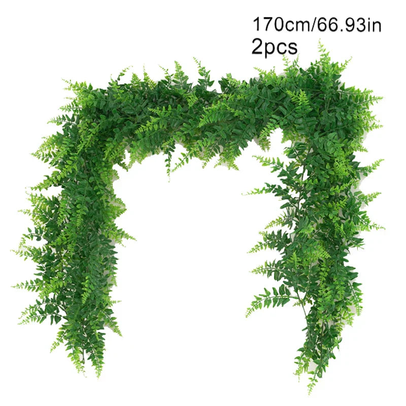 Dlight Decor 175cm Tropical Fern Vine Hanging Plant for Home and Garden Wall Decor
