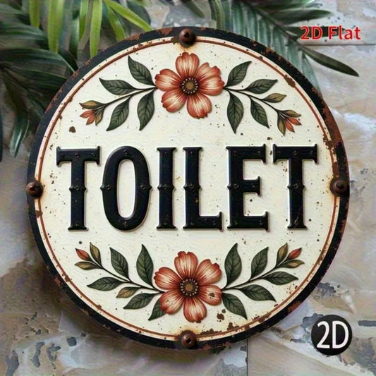 Vintage Toilet Sign Retro Faux Wood Bathroom Decor Humor Easy Install Home