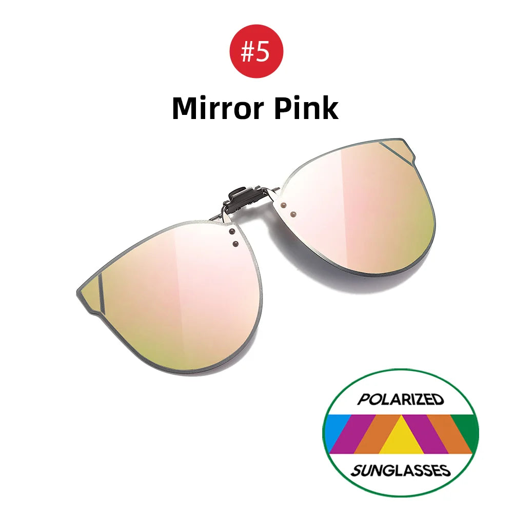 VIVIBEE Gradient Women's Cat Eye Flip Up Clip On Sunglasses Women Driving Polarized Oversized Sun Glasses Purple Eyeglasses