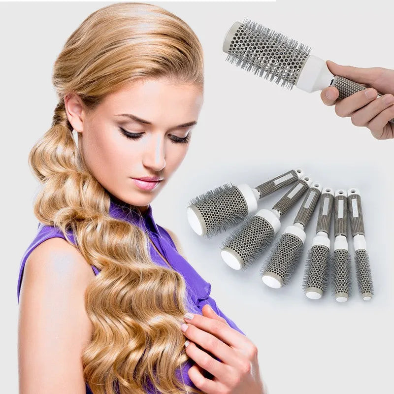 6 Size Ceramic Ion Hair Brush Nano Hairbrush Thermal Ceramic Ion Round Comb Hairdressing Hair Salon Styling Drying Curling