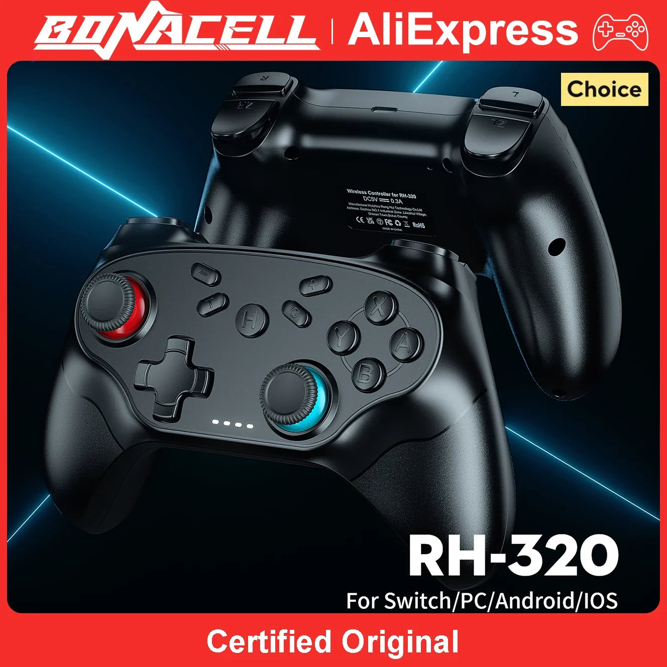 Controller for Switch/PC/IOS/Android Gamepad Wireless Game Handle Joystick Remote Control Rocker 6-axis Gyro W/Turbo Vibration