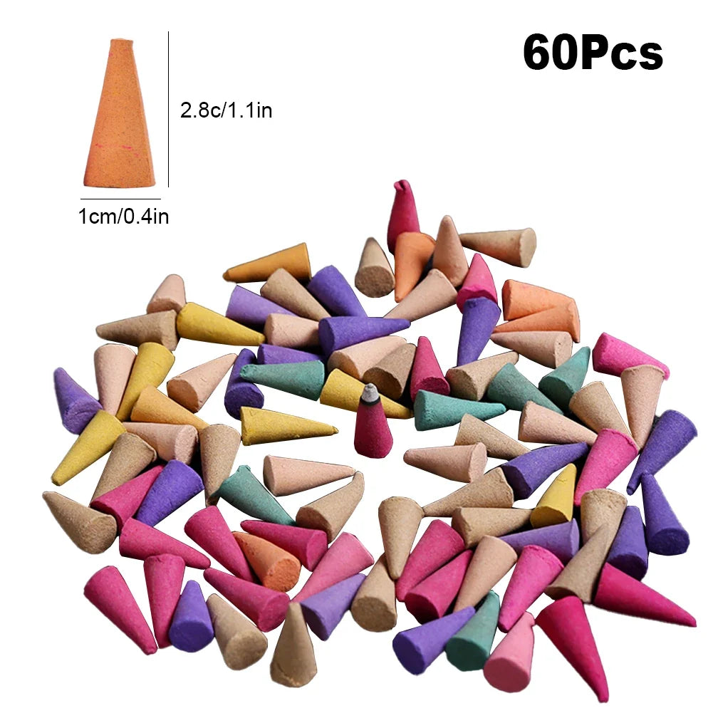 Mixed Natural Reflux Tower Incense Smoke Odor Remover Anxiety Relief Fragrance Incense Cone Meditation Relaxation Aromatherapy