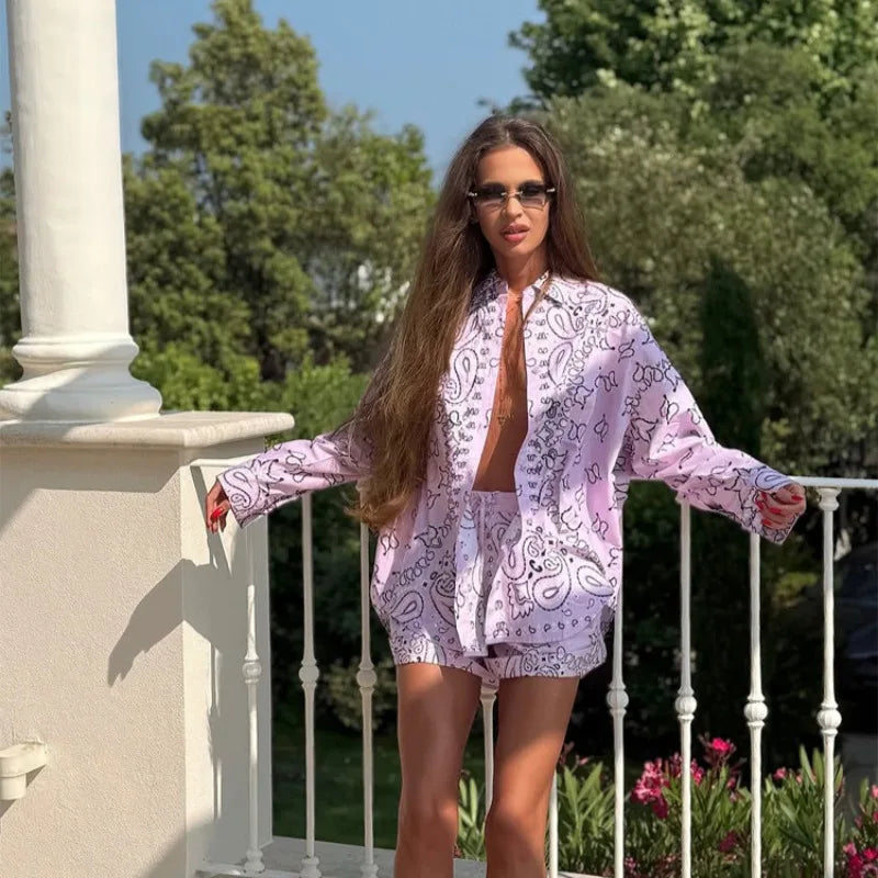 Bohemia Colorful Printing T-shirt Pant Women 2 Piece Set Loose Comfortable Outfits Suits 2026 Casual Summer Beach Holiday Sets