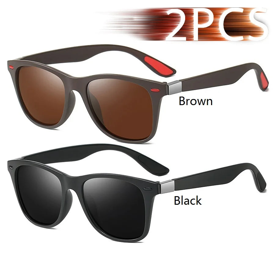 1-2-3PCS Fashion Vintage Square Unisex Driving Fishing Sunglasses Men Women Luxury Brand Designer Sun Glasses Anti-Glare Eyewear
