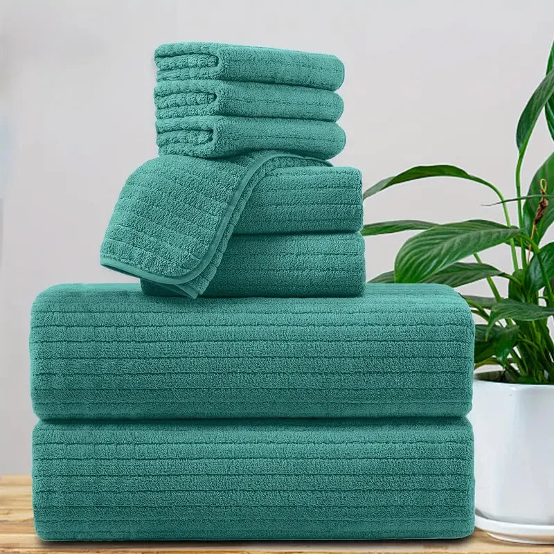 Bath Towel Set 8 Piece Absorbent Quick Dry Towels Daily