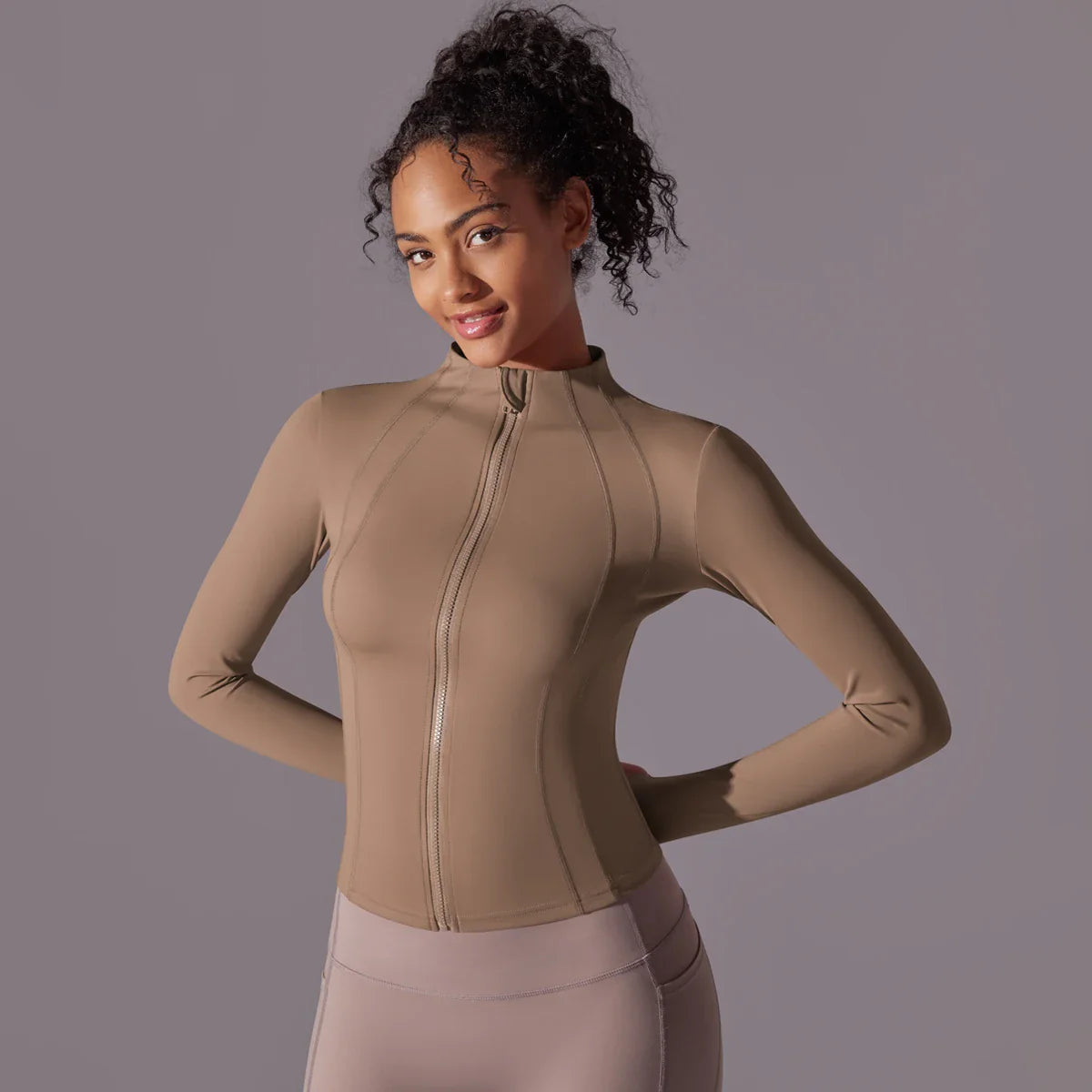 Women's Full Zip Yoga Top With Thumbholes