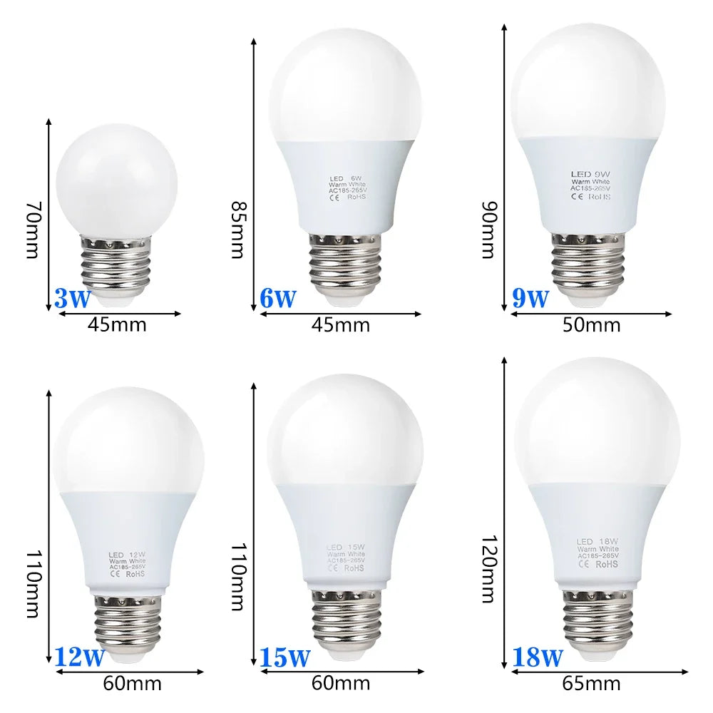 E27 LED Bulb Smart IC Energy Saving Light 220V-240V High Brightness Indoor Home Lighting Ampoule Bombilla Lampada Projector Lamp