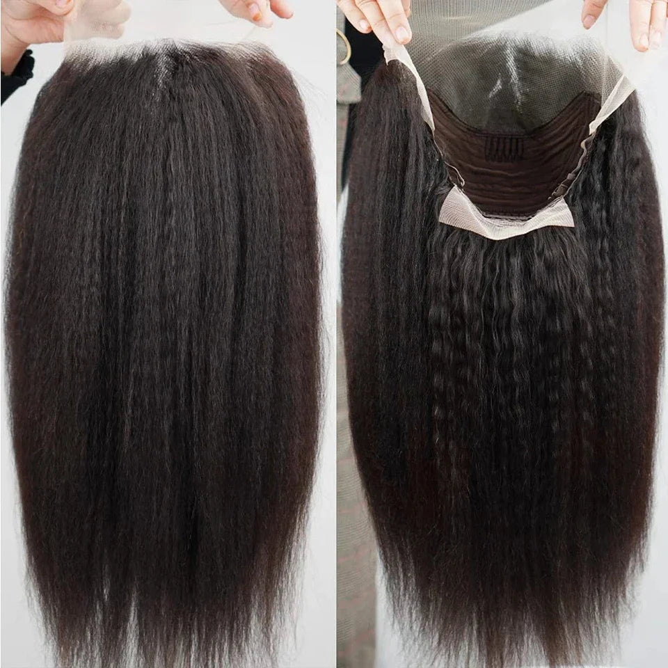 Peluca frontal de encaje completo, 13x6, rizada, lisa, de cabello humano, Yaki, recta, de encaje frontal, brasileña, sin pegamento, pre-arrancada para mujeres