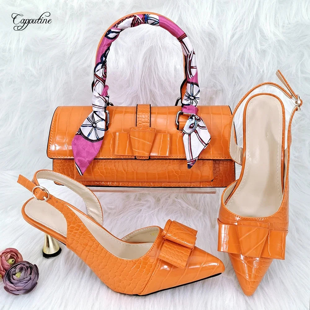 Green Women Shoes And Bag Set African Ladies High Heels Pumps Match With Handbag Sandals Clutch Escarpins Femmes Sandales YM2302