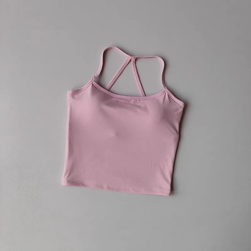 Women's Slim Fit Yoga Fitness Vest Skin Friendly Nude Sports Bra Pilates Top Beautiful Back Design Suspension Yoga Sports Bra