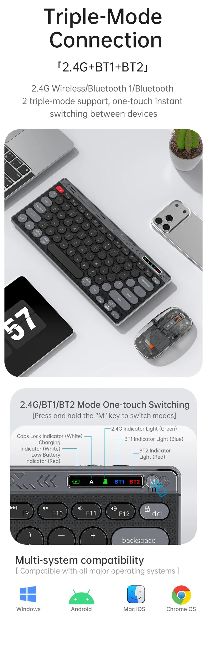 Bluetooth Wireless Keyboard Mouse Set Laptop Silent Button Charging Portable Mini Wireless Keyboard Office Typing