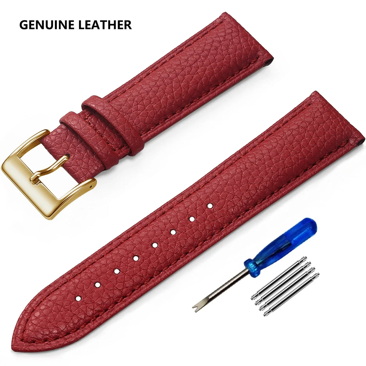 Samsung Galaxy Watch 7, 6, 5, 4 & FE Grained Leather Band, Spring Bars & Tool