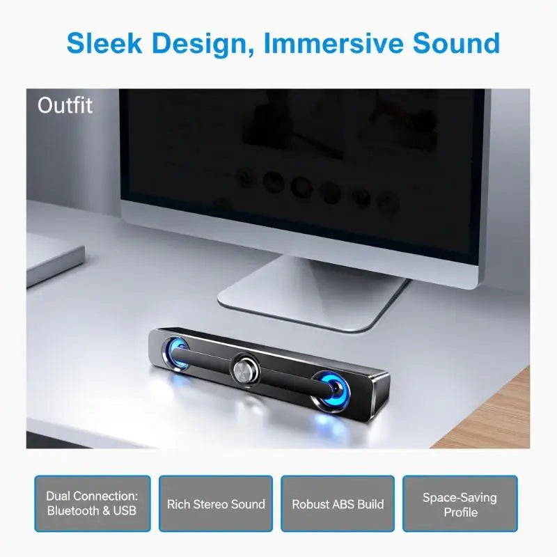 Bluetooth USB Wired Speakers Bar Stereo Speaker For Projector PC Laptop Phone