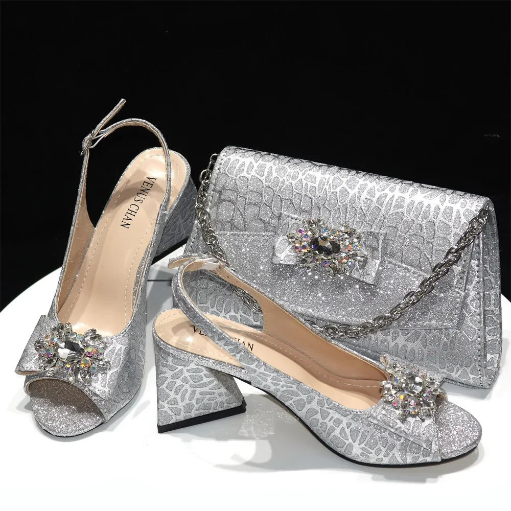 Nuevo set de zapatos y bolsos para mujer a juego HRE1-3